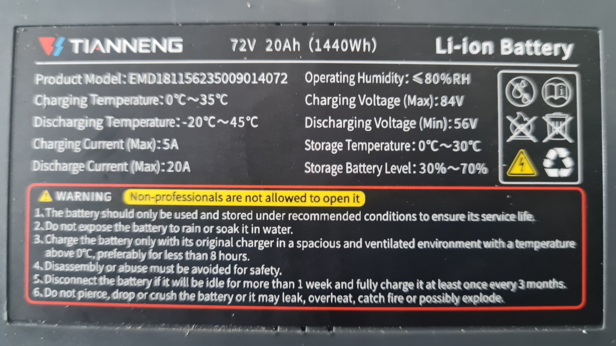 Li Ion Batterie 72 V - 20 AH E-Adler