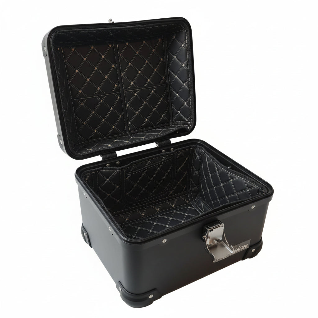 Top Case universal 30 Liter schwarz - Alu Optik - ABS Kunststoff - Rückenpolster
