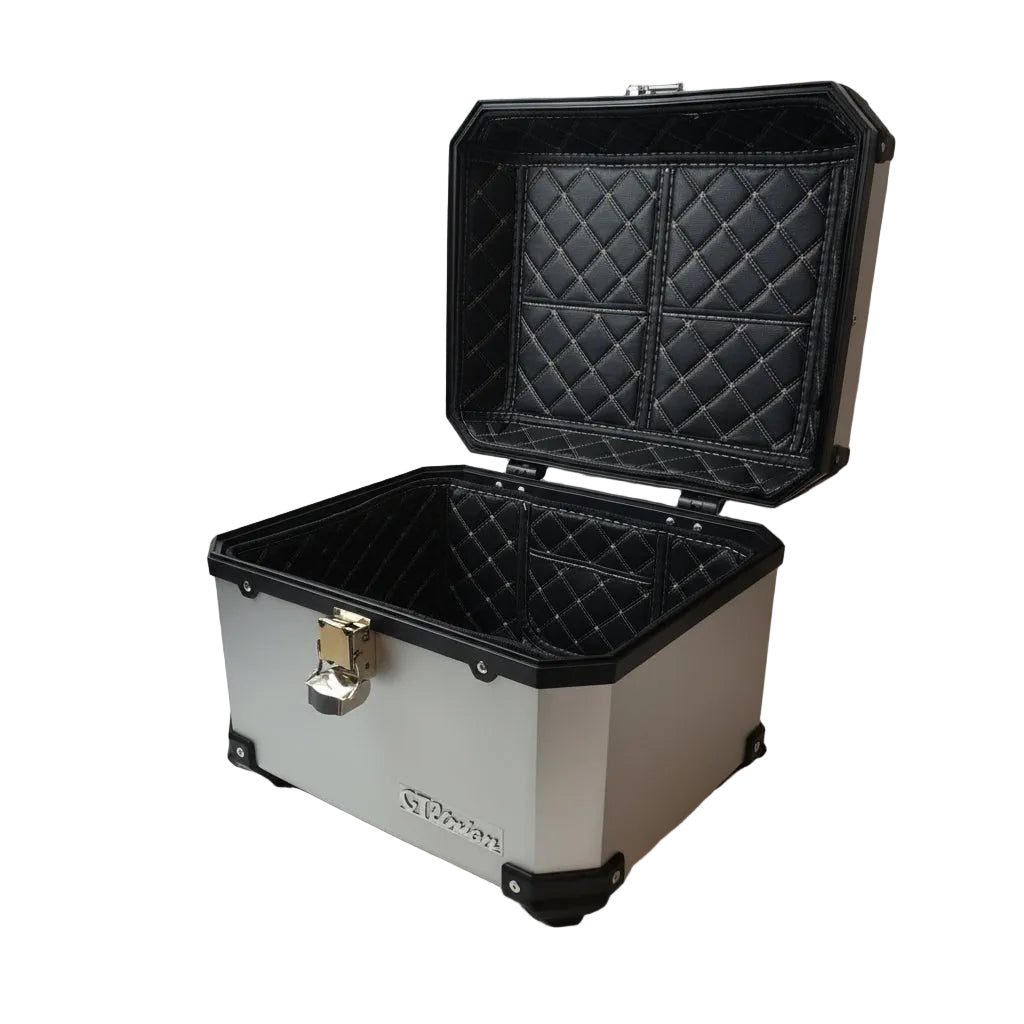 Top Case universal 45 Liter silber - Alu Optik - ABS Kunststoff - Rückenpolster