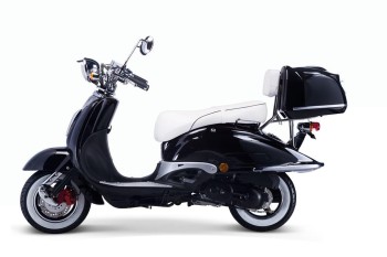 Techno Classic 2.0 125 schwarz - inkl. Top Case - Sitz: weiss