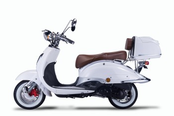 Techno Classic 2.0 125 weiss - inkl. Top Case - Sitz: braun