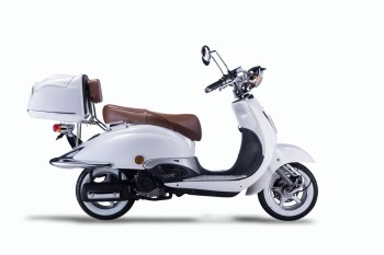 Techno Classic 2.0 125 weiss - inkl. Top Case - Sitz: braun