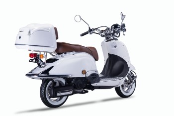 Techno Classic 2.0 125 weiss - inkl. Top Case - Sitz: braun