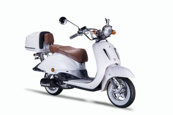 Techno Classic 2.0 125 weiss - inkl. Top Case - Sitz: braun