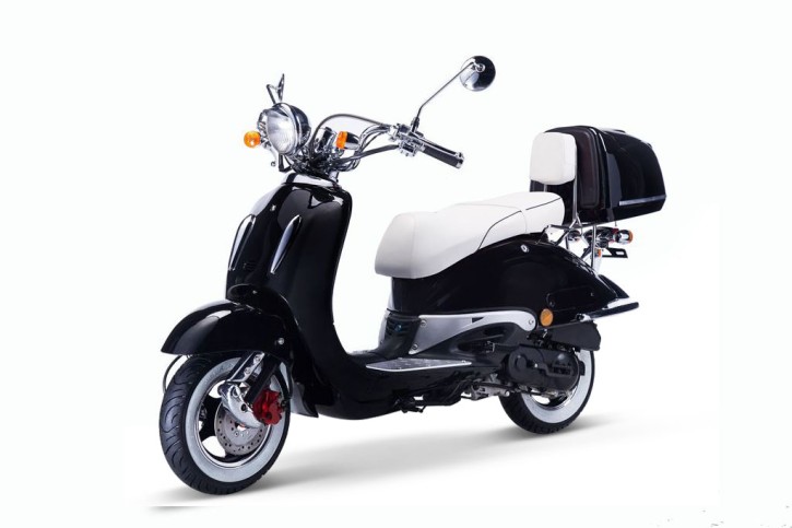 Techno Classic 2.0 125 schwarz - inkl. Top Case - Sitz: weiss