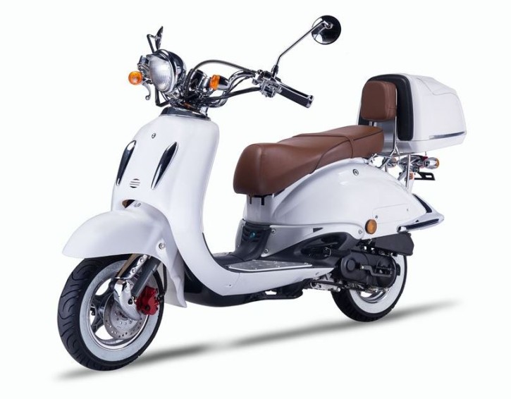 Techno Classic 2.0 125 weiss - inkl. Top Case - Sitz: braun